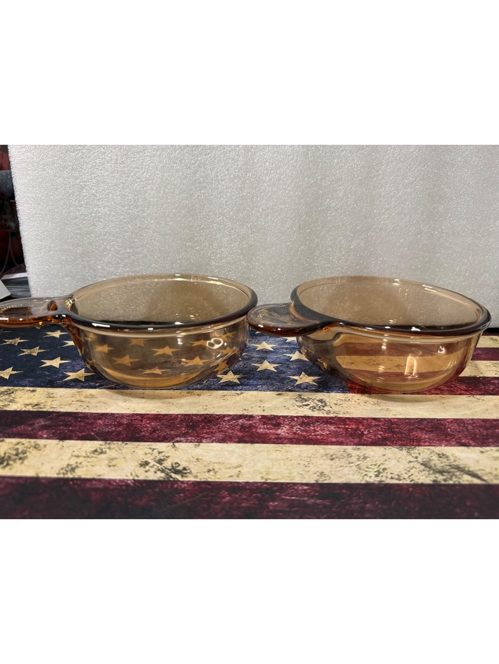 Vintage Corning Visions Amber Grab-It Bowls 150-B 0.4L Set of 2 USA